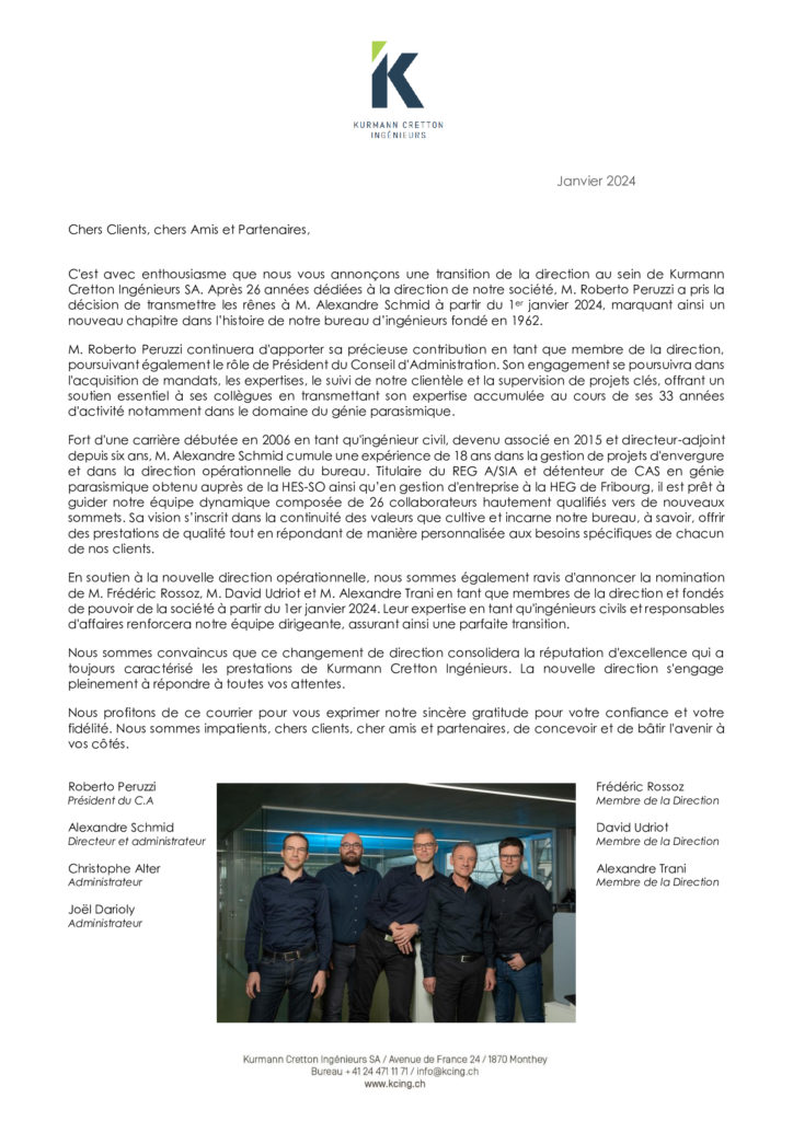 Annonce changement direction 24